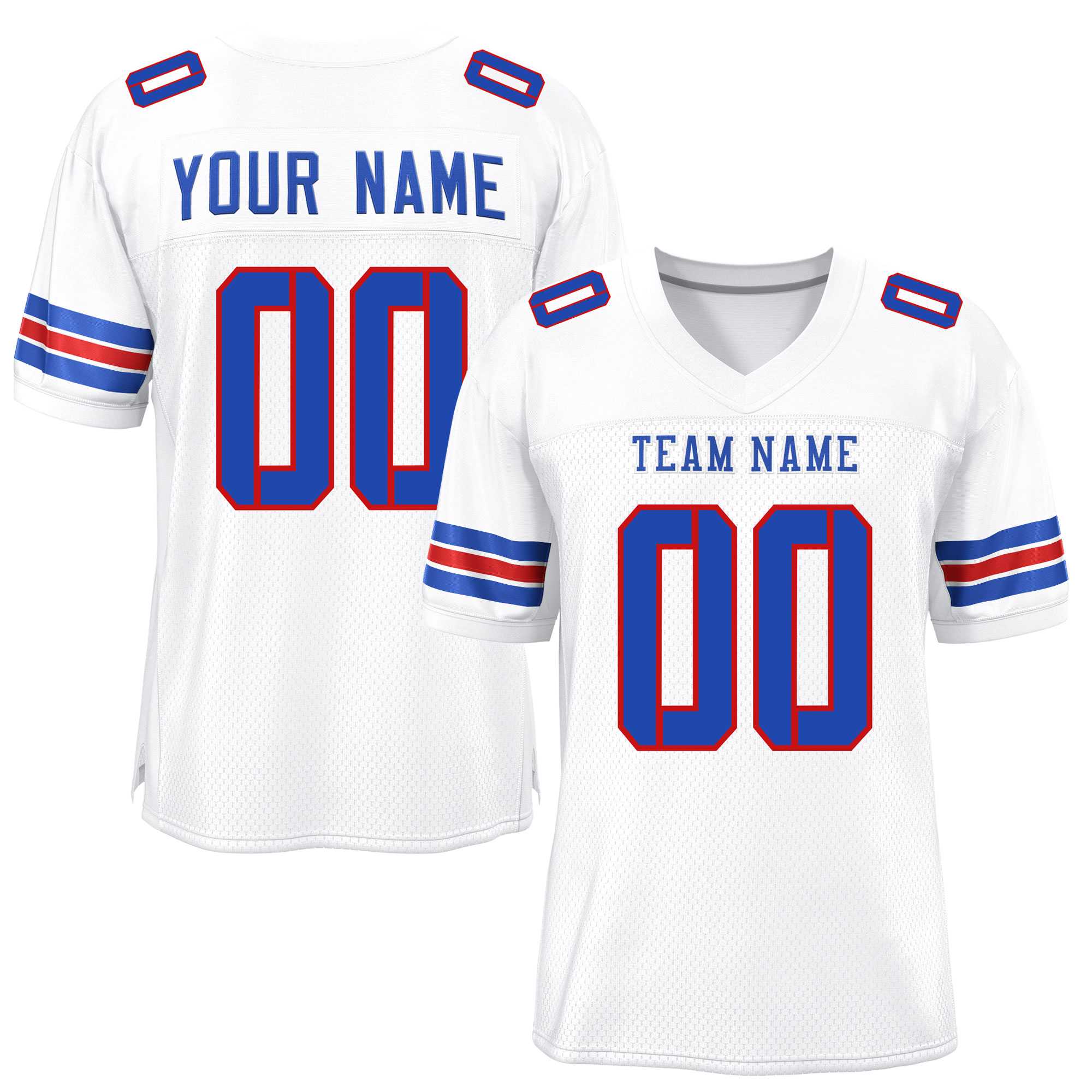 Custom White Royal-Red Classic Style Mesh American Football Jersey | KXKSHOP
