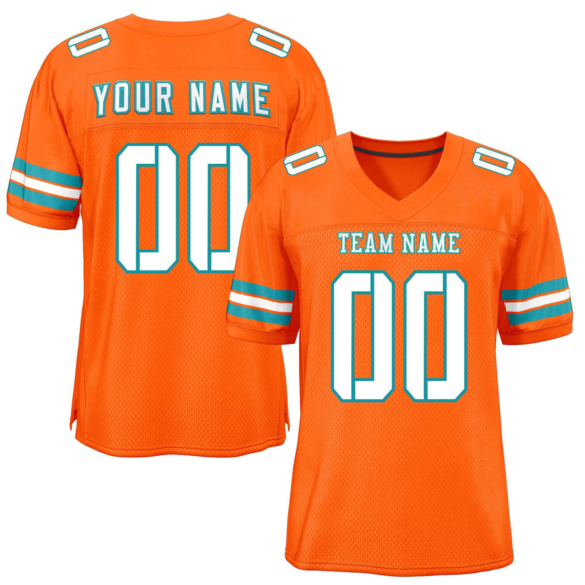 Custom Orange White-Aqua Classic Style Mesh American Football Jersey | KXKSHOP