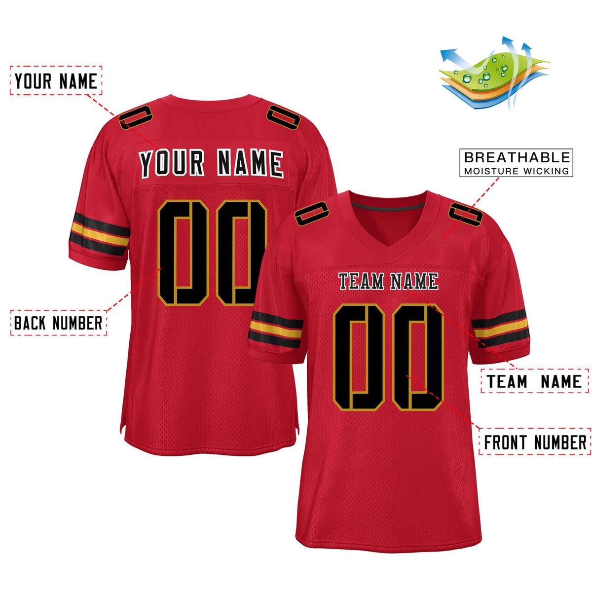 Custom Red Navy-White Classic Style Mesh American Football Jersey | KXKSHOP