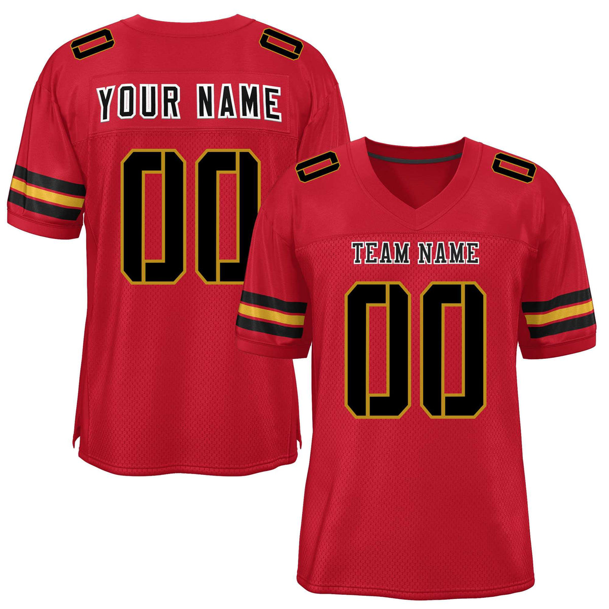 Custom Red Black-Old Gold Classic Style Mesh American Football Jersey | KXKSHOP