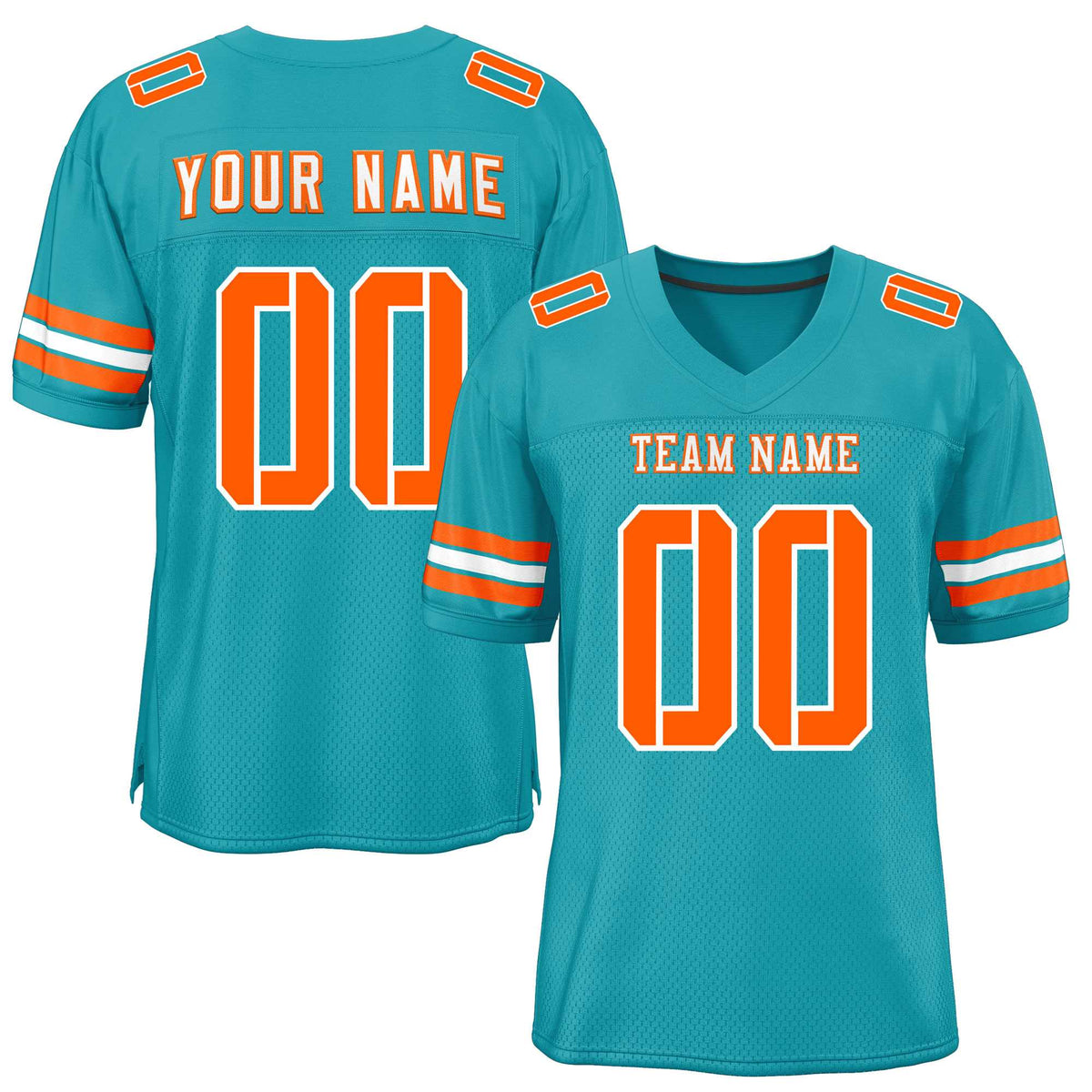 Custom Aqua Orange-White Classic Style Mesh American Football Jersey | KXKSHOP