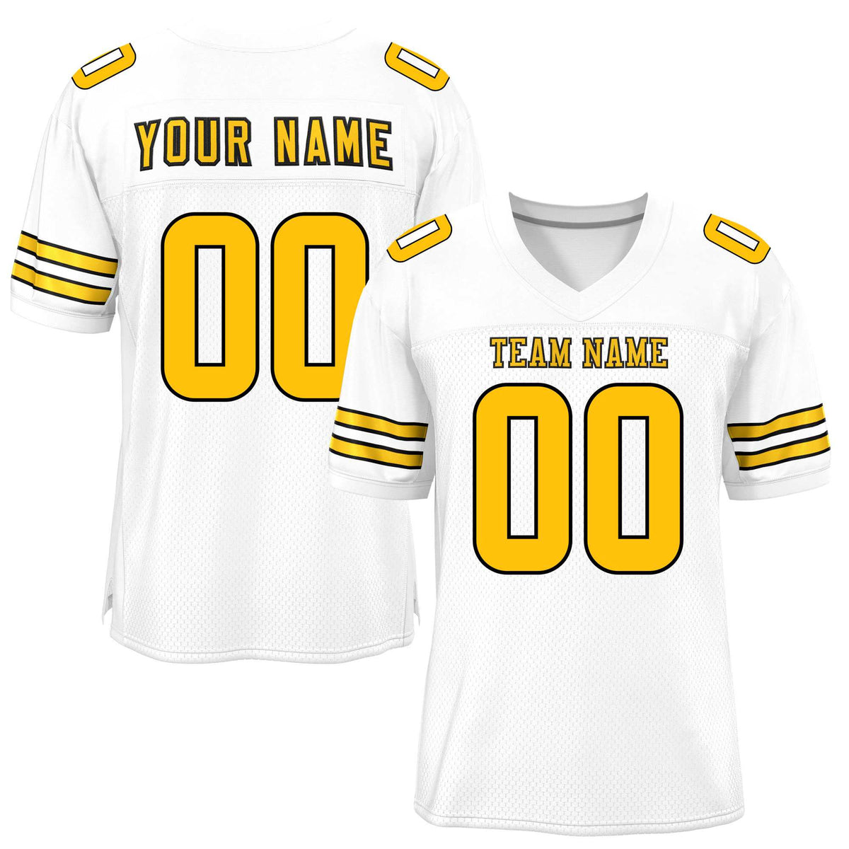 Custom White Gold Classic Style Mesh American Football Jersey | KXKSHOP