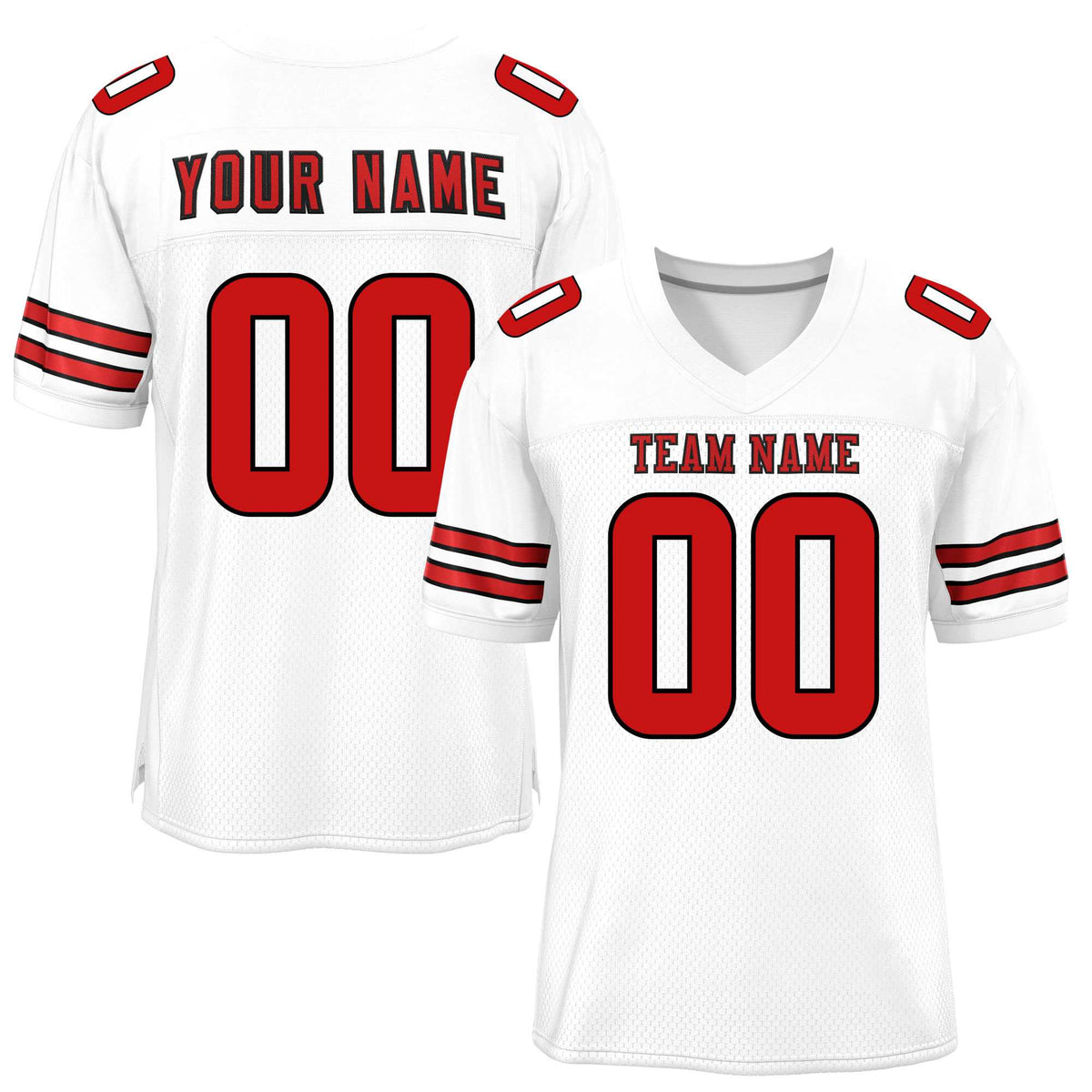 Custom White Red Classic Style Mesh American Football Jersey | KXKSHOP