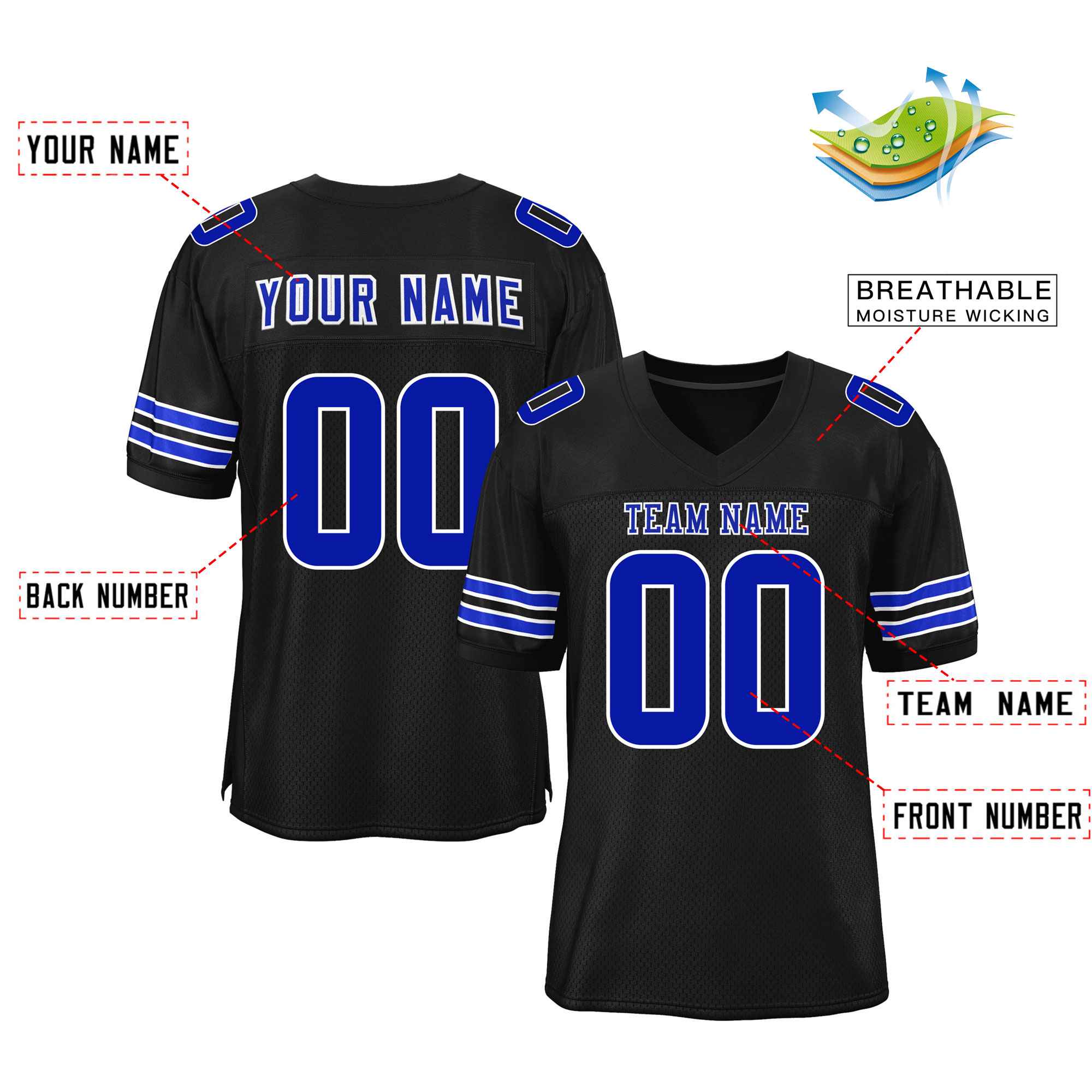 Custom Red Navy-White Classic Style Mesh American Football Jersey | KXKSHOP