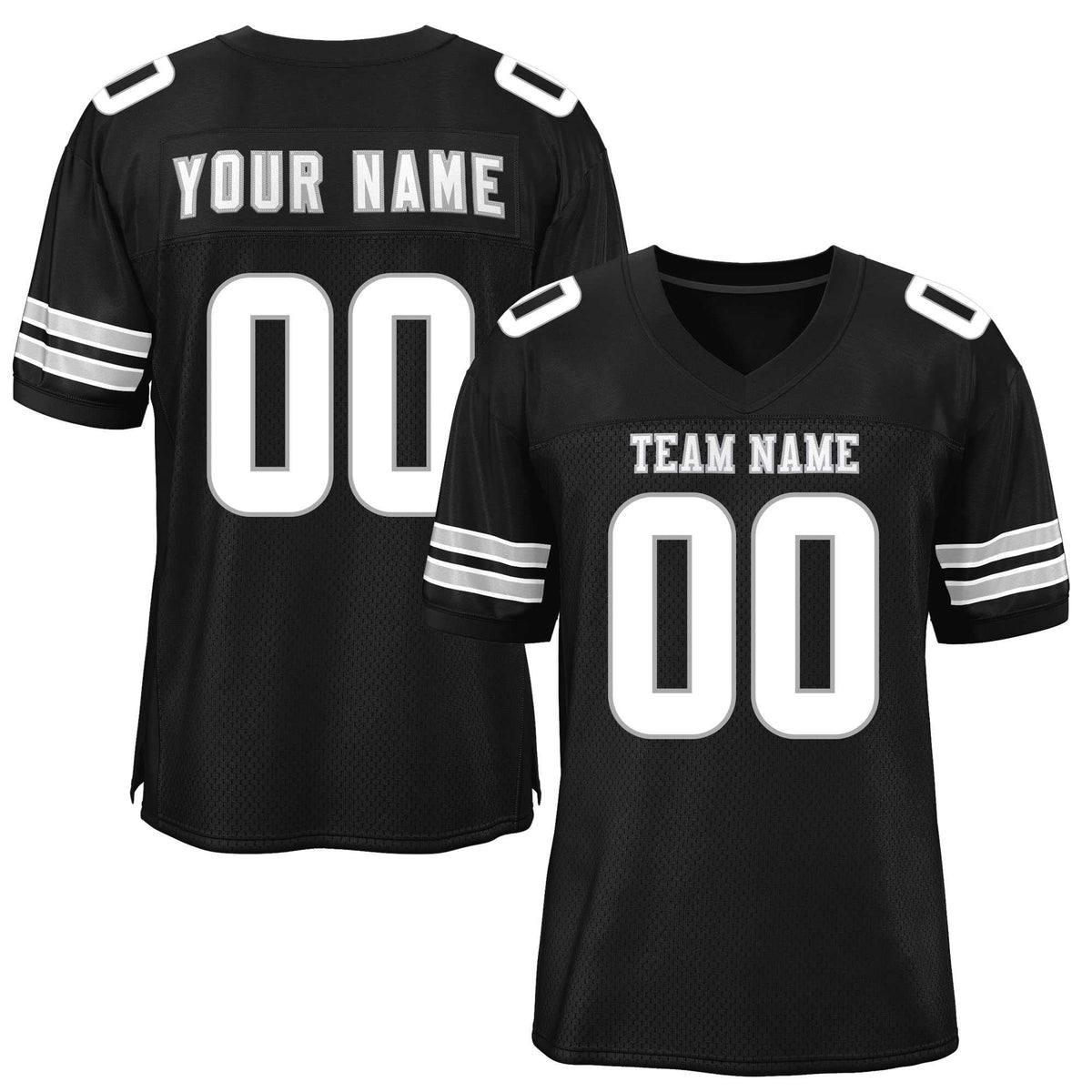Custom Black White Classic Style Mesh American Football Jersey | KXKSHOP