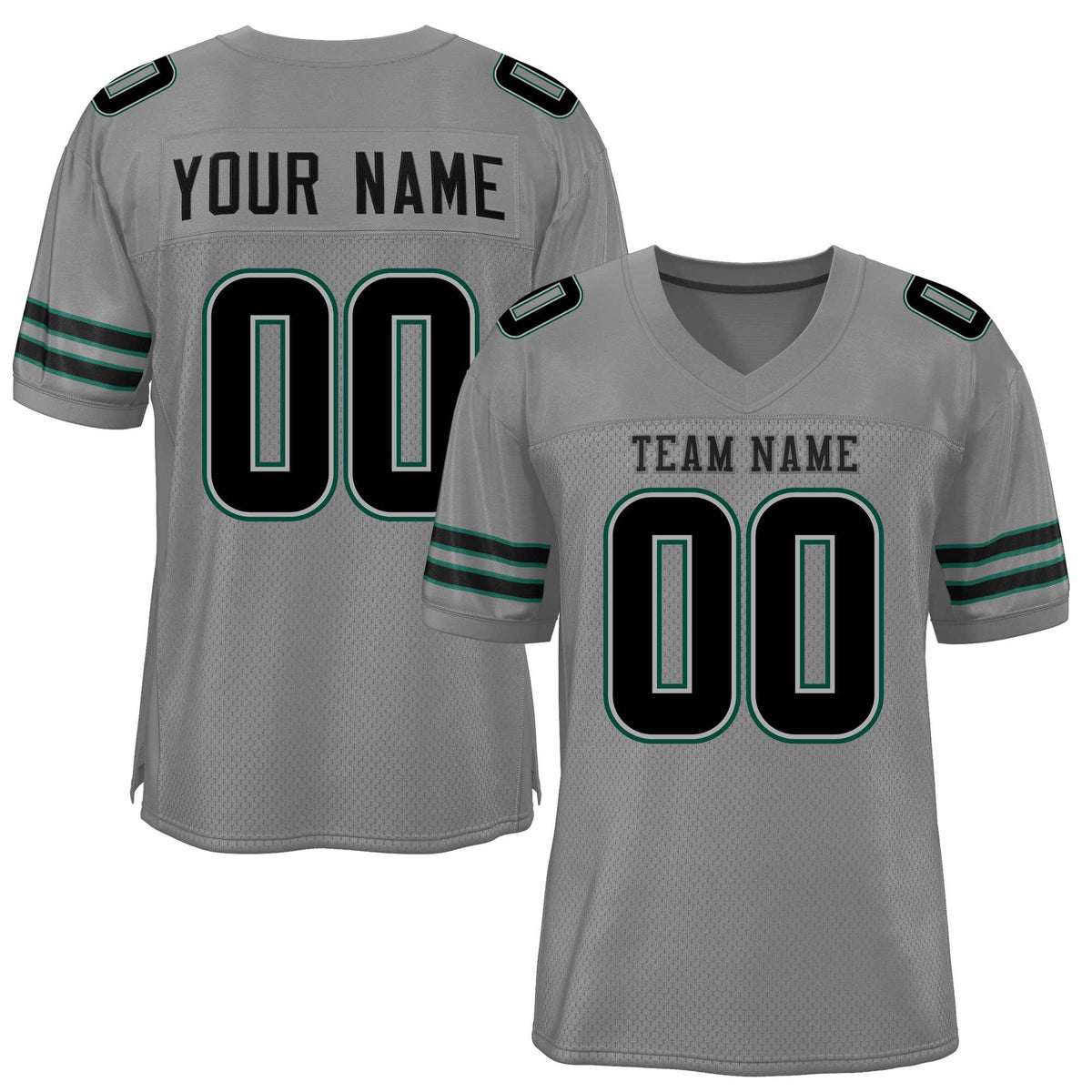 Custom Gray Black Classic Style Mesh American Football Jersey | KXKSHOP