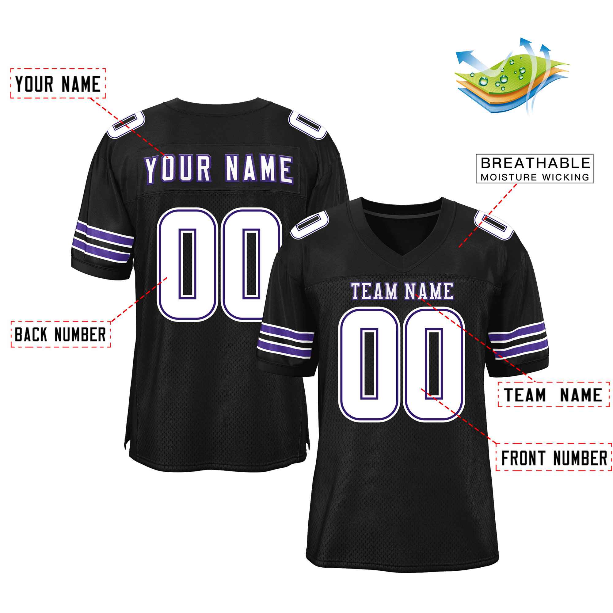Custom Red Navy-White Classic Style Mesh American Football Jersey | KXKSHOP