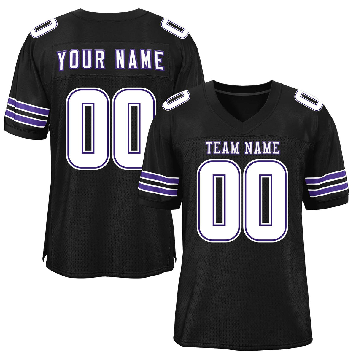 Custom Black White-Purple Classic Style Mesh American Football Jersey | KXKSHOP