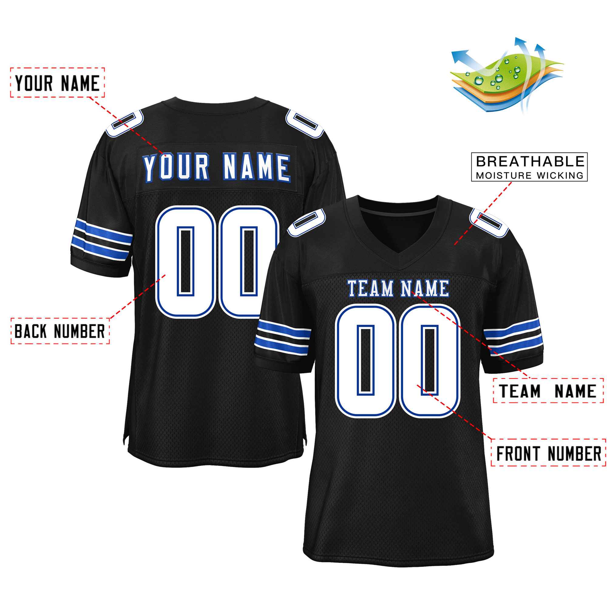 Custom Red Navy-White Classic Style Mesh American Football Jersey | KXKSHOP