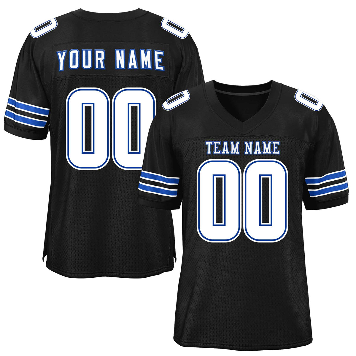 Custom Black White-Royal Classic Style Mesh American Football Jersey | KXKSHOP