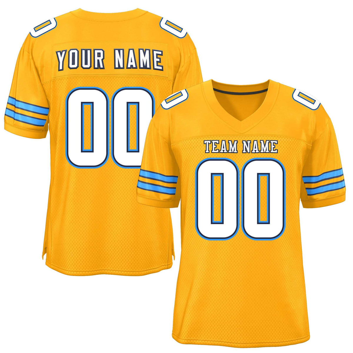 Custom Yellow White-Powder Blue Classic Style Mesh American Football Jersey | KXKSHOP