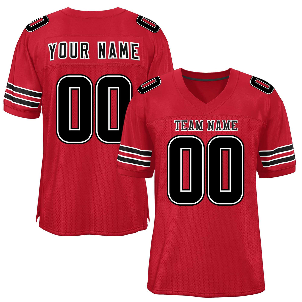 Custom Red Black Classic Style Mesh American Football Jersey | KXKSHOP