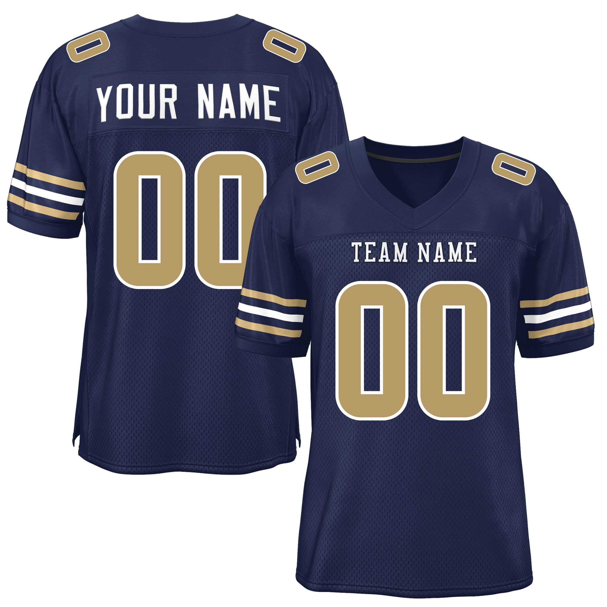 Custom Navy Old Gold-White Classic Style Mesh American Football Jersey | KXKSHOP
