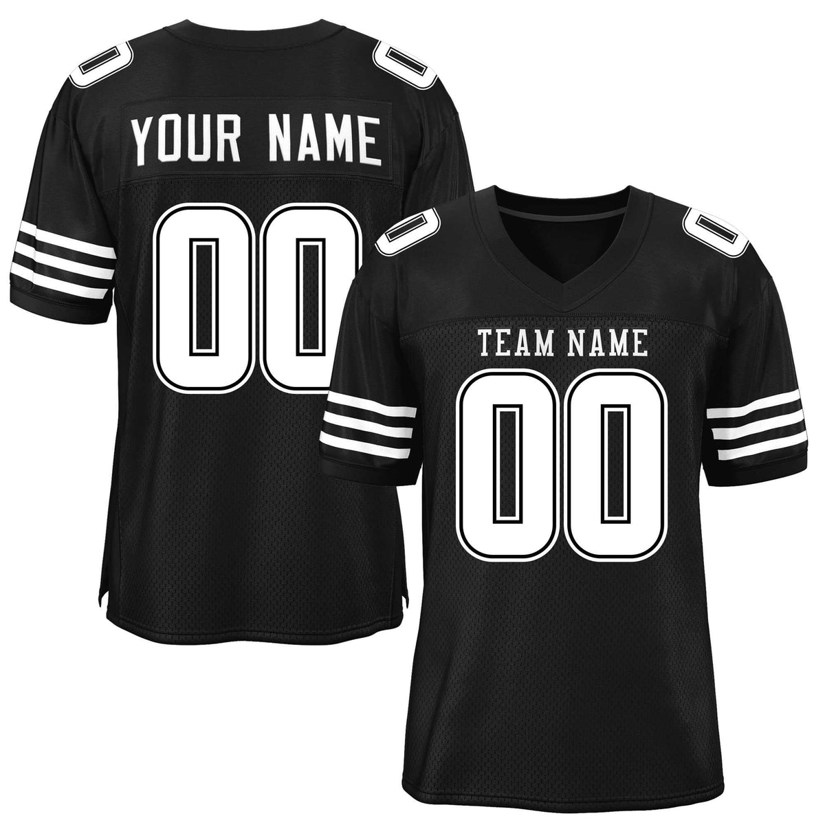 Custom Black White Classic Style Mesh American Football Jersey | KXKSHOP