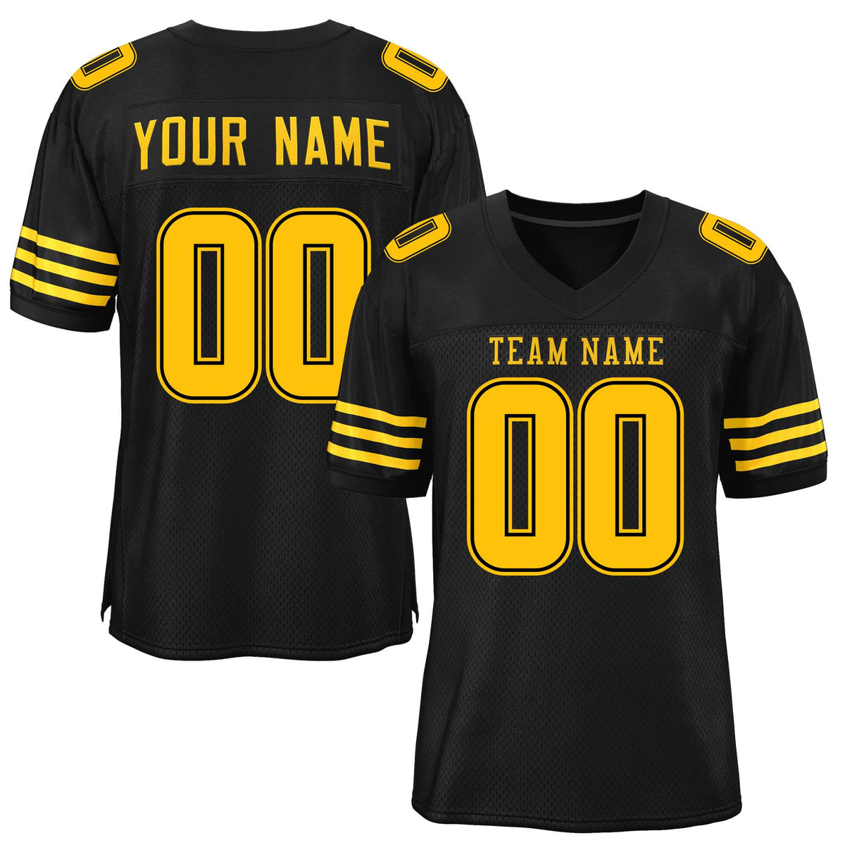 Custom Black Yellow Classic Style Mesh American Football Jersey | KXKSHOP