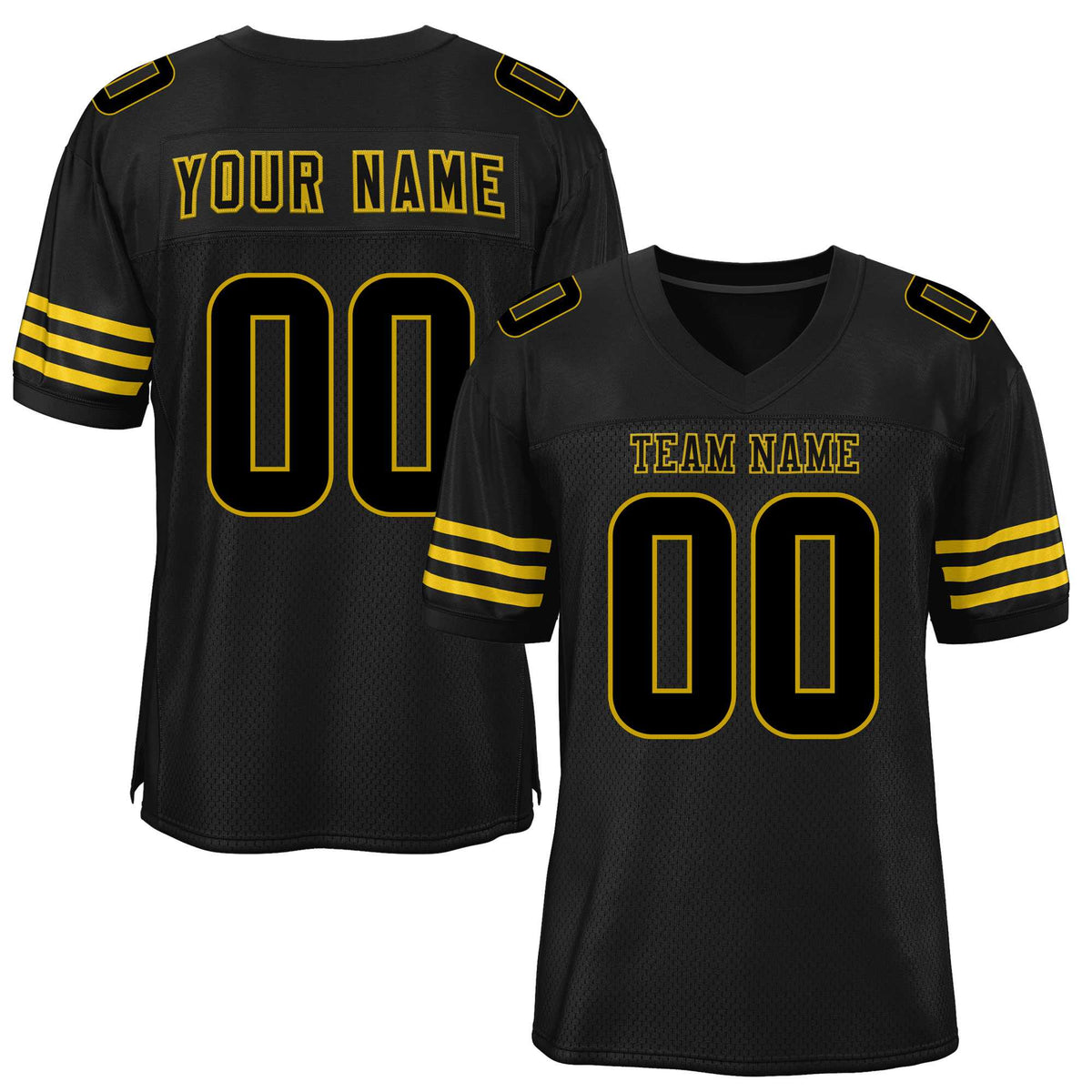 Custom Black Old Gold Classic Style Mesh American Football Jersey | KXKSHOP