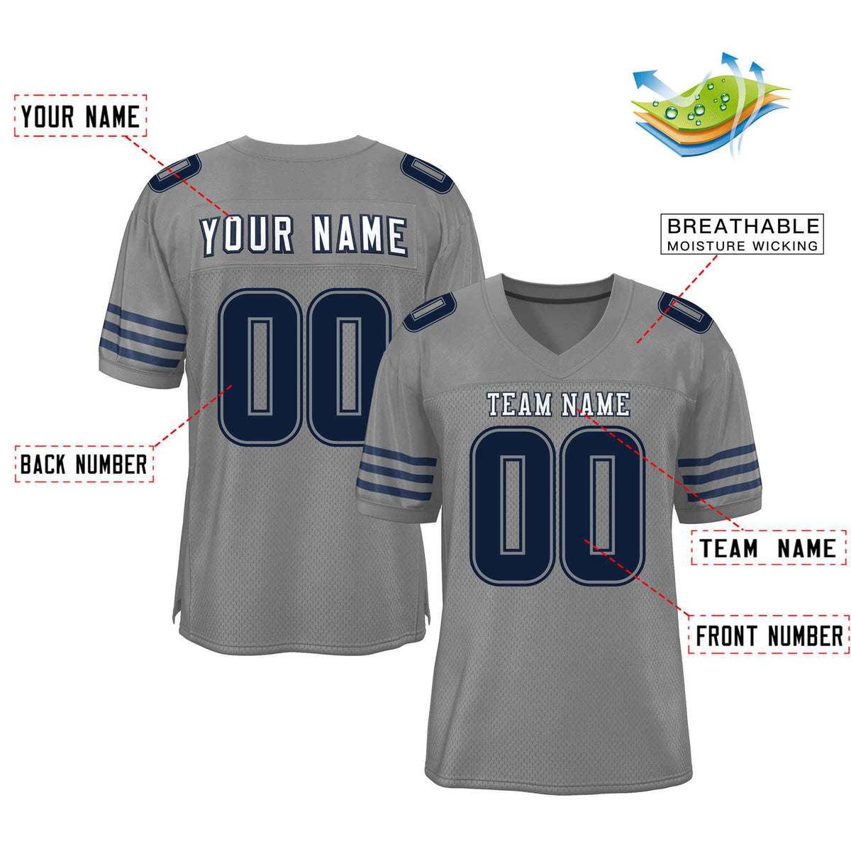 Custom Red Navy-White Classic Style Mesh American Football Jersey | KXKSHOP