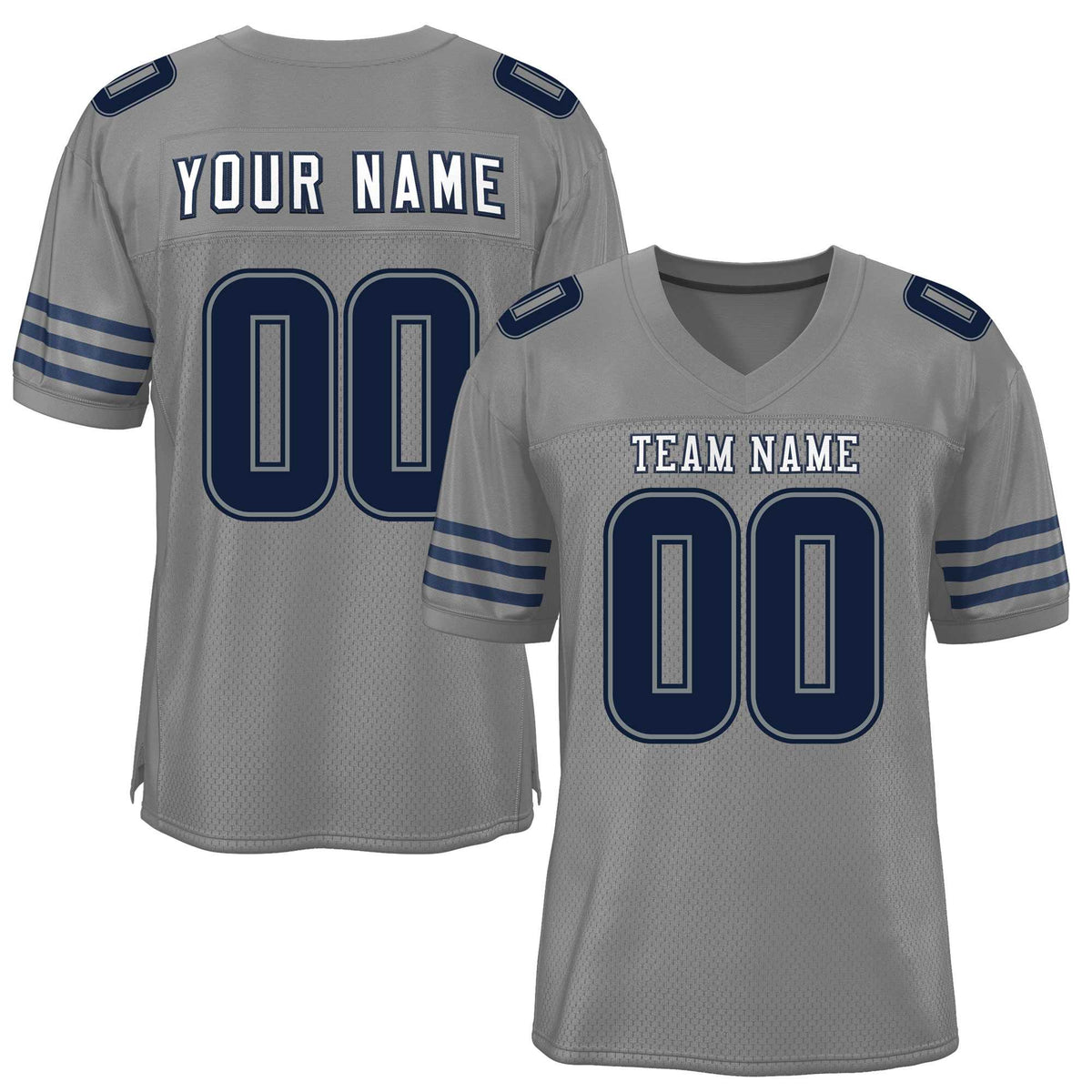Custom Gray Navy-White Classic Style Mesh American Football Jersey | KXKSHOP
