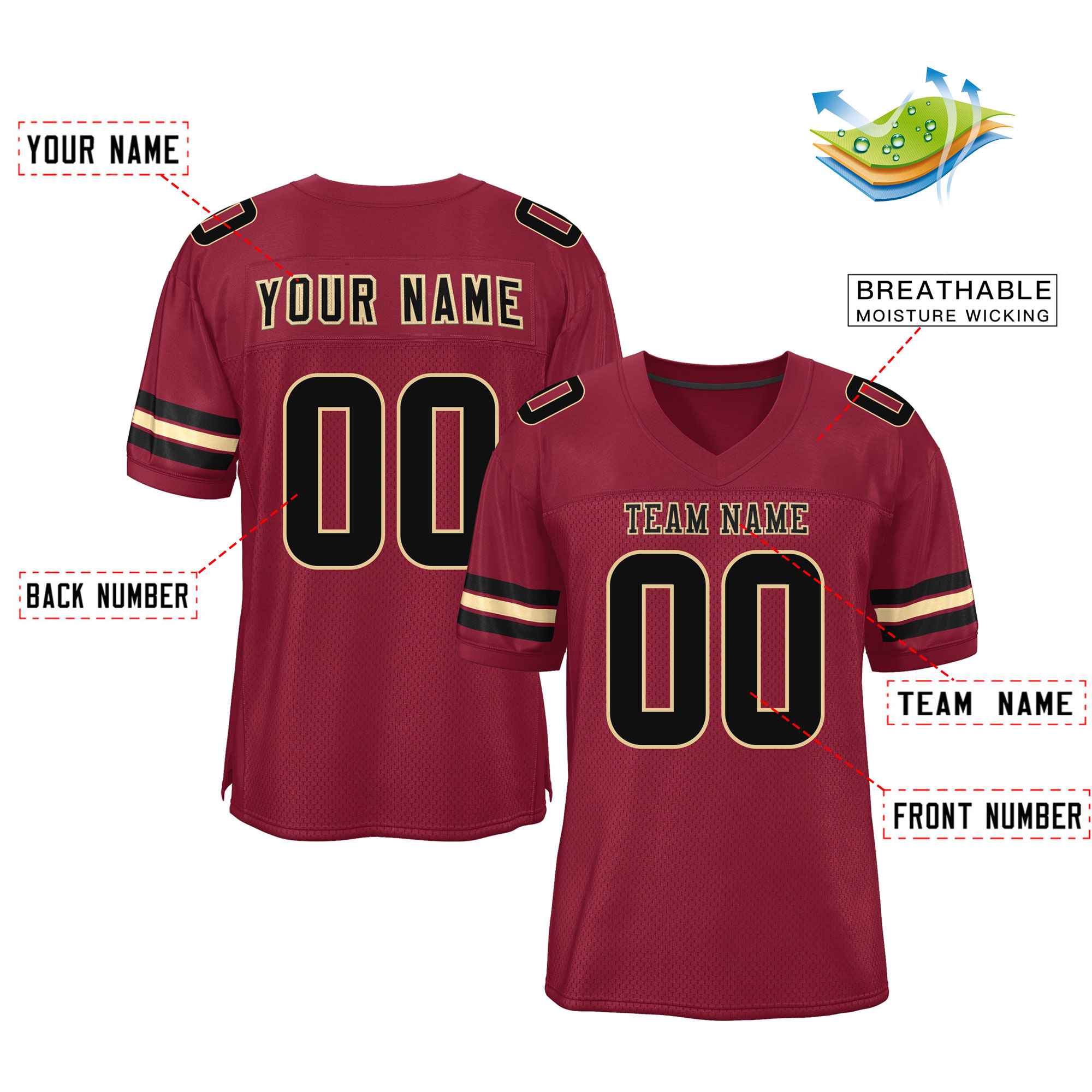 Custom Red Navy-White Classic Style Mesh American Football Jersey | KXKSHOP