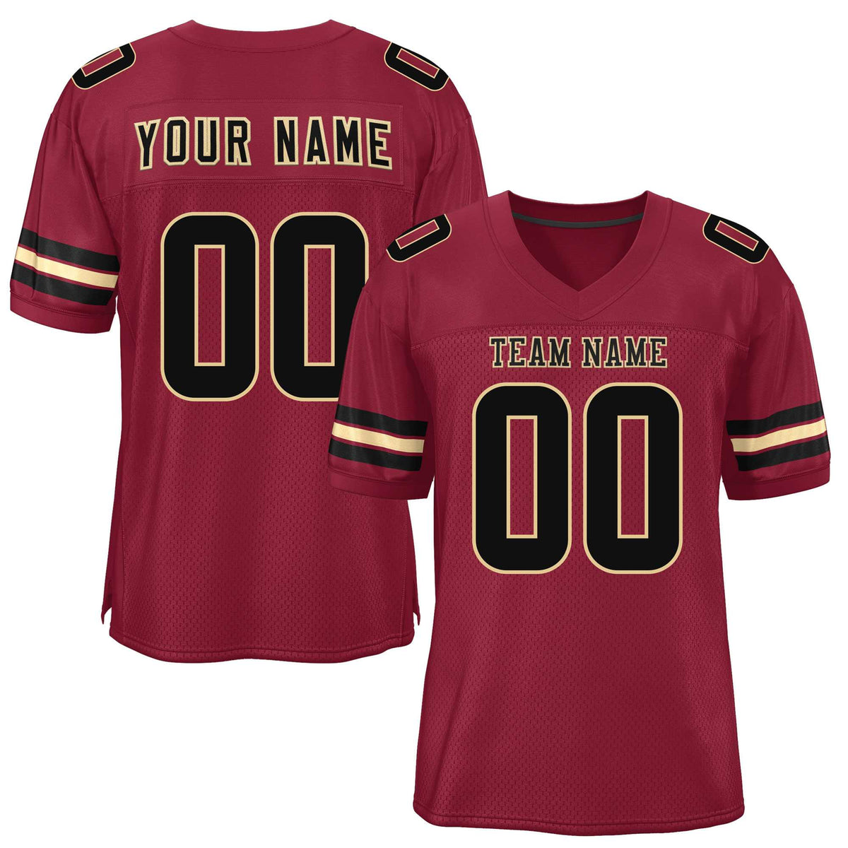 Custom Burgundy Black-Khaki Classic Style Mesh American Football Jersey | KXKSHOP