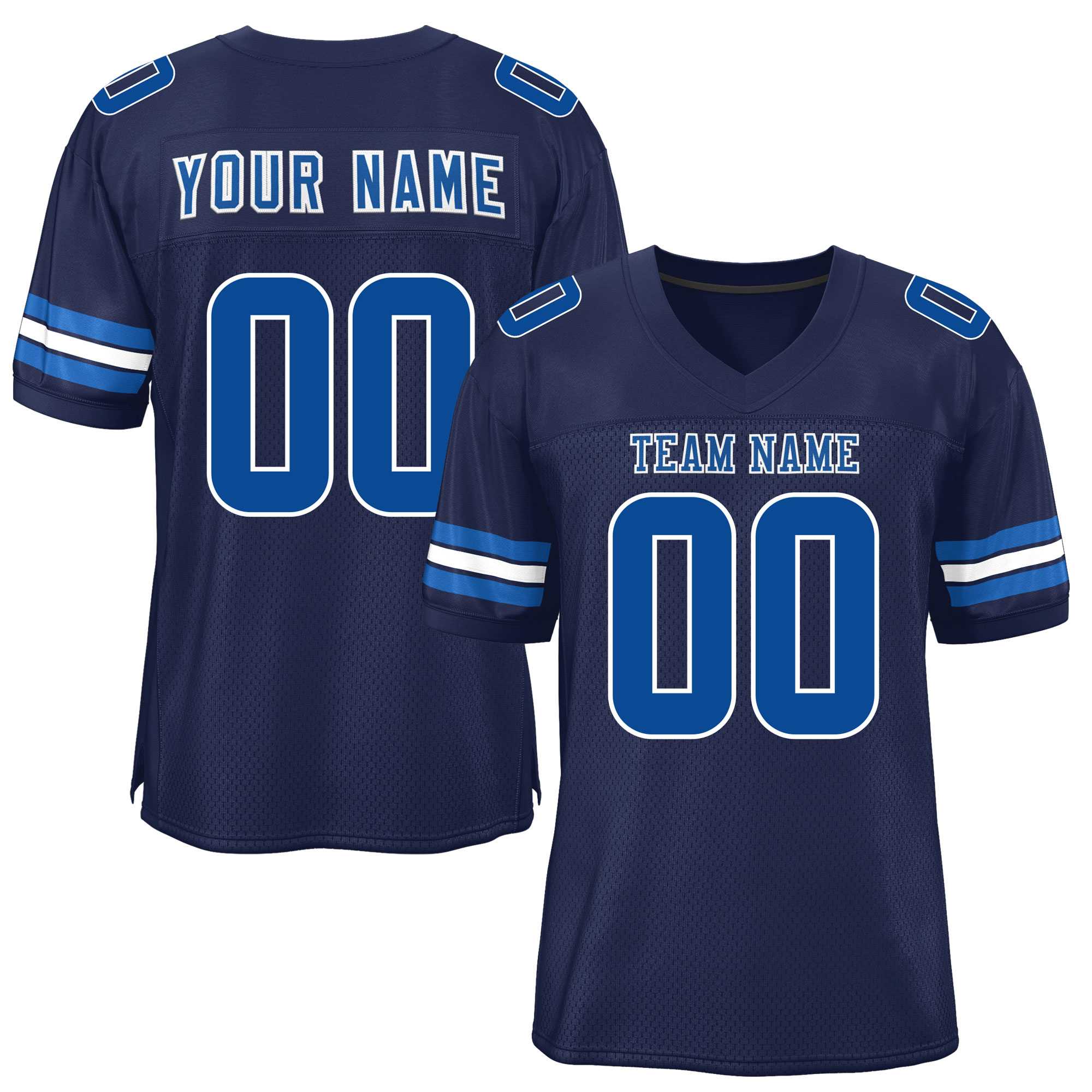 Custom Navy Royal-White Classic Style Mesh American Football Jersey | KXKSHOP
