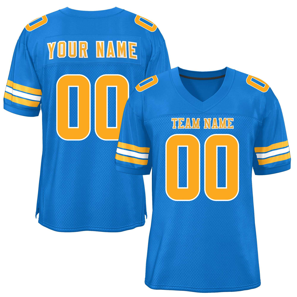 Custom Panther Blue Yellow-White Classic Style Mesh American Football Jersey | KXKSHOP