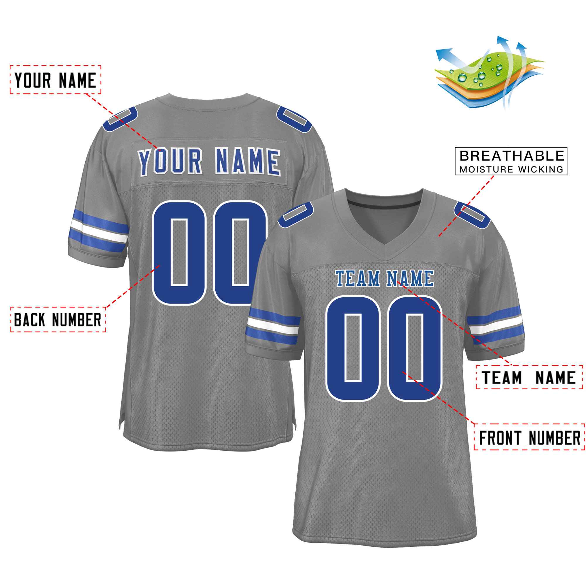 Custom Red Navy-White Classic Style Mesh American Football Jersey | KXKSHOP