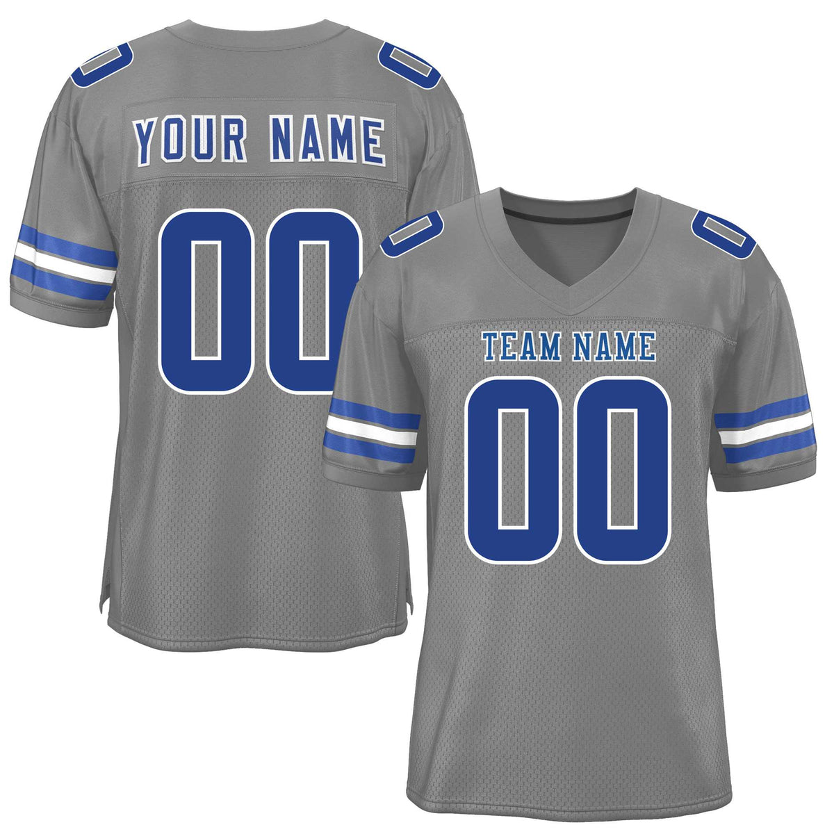 Custom Gray Royal-White Classic Style Mesh American Football Jersey | KXKSHOP