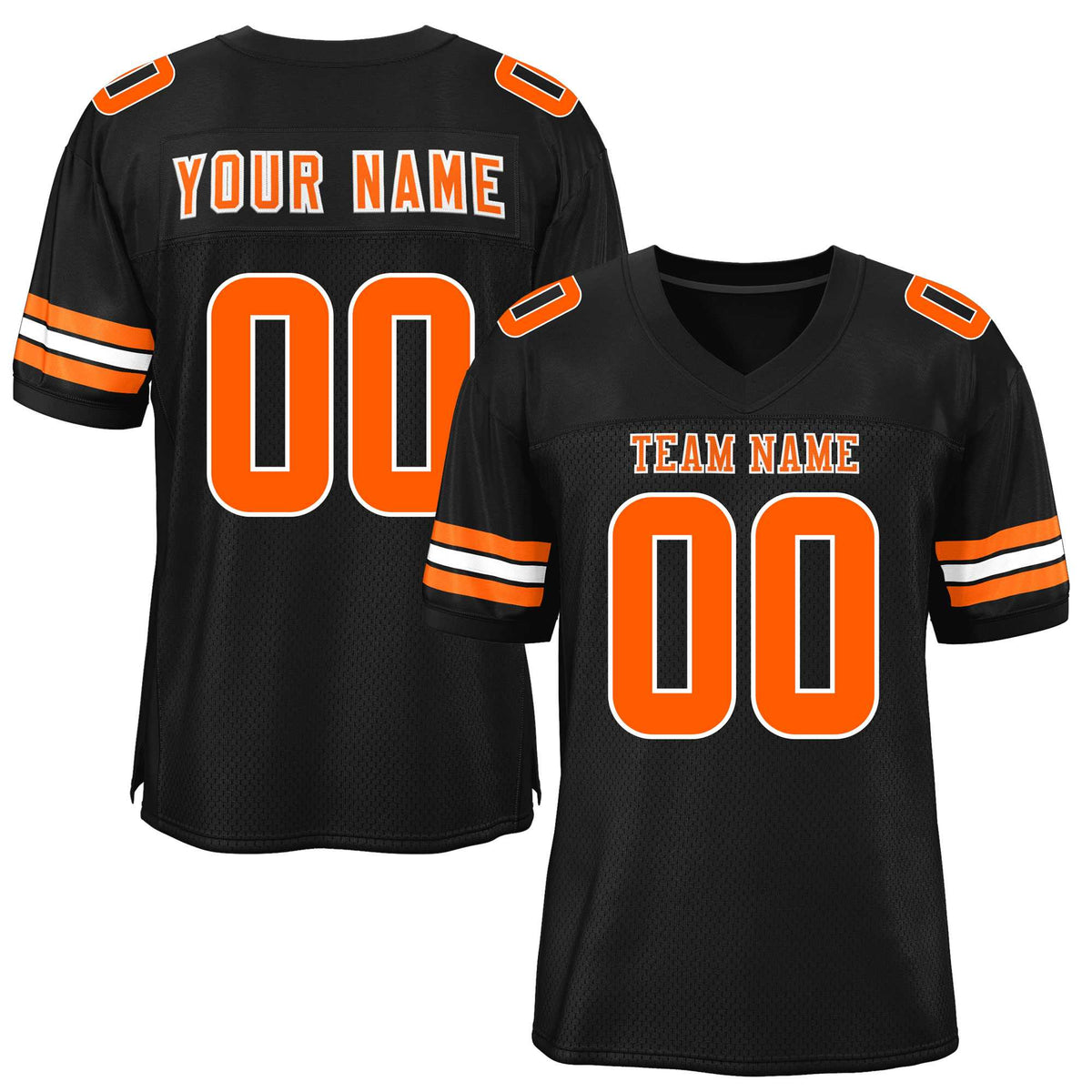 Custom Black Orange-White Classic Style Mesh American Football Jersey | KXKSHOP
