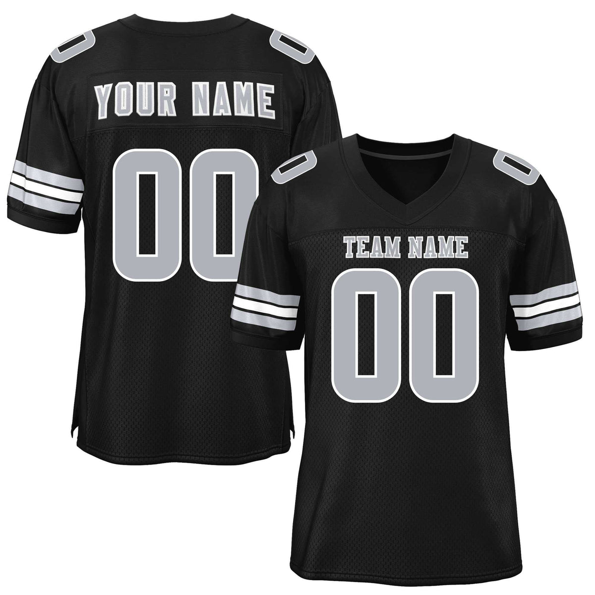 Custom Black Light Gray Classic Style Mesh American Football Jersey | KXKSHOP