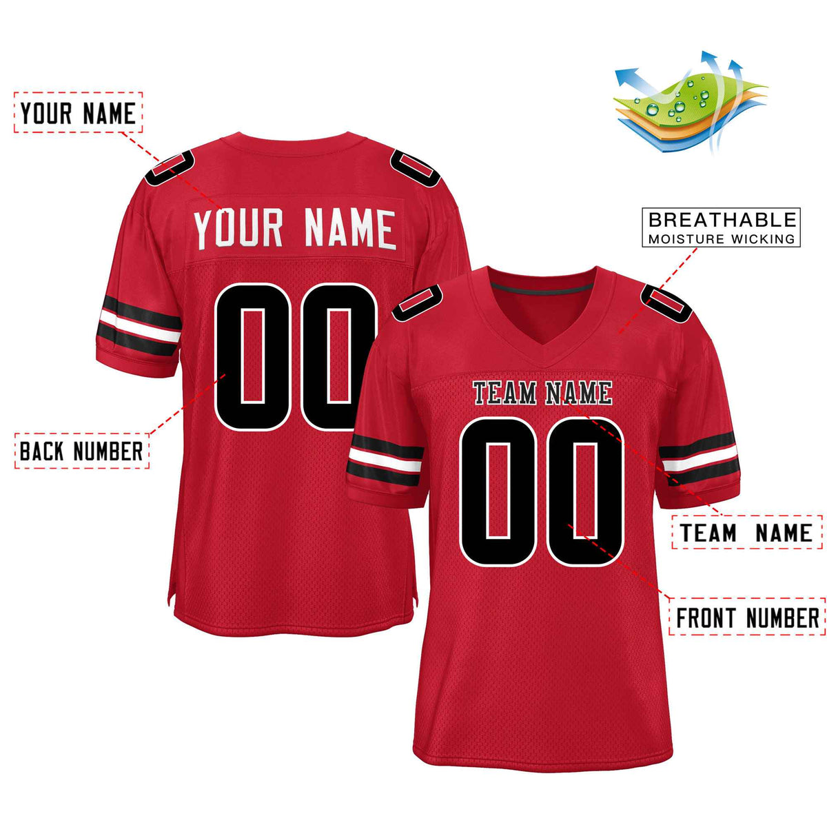 Custom Red Navy-White Classic Style Mesh American Football Jersey | KXKSHOP