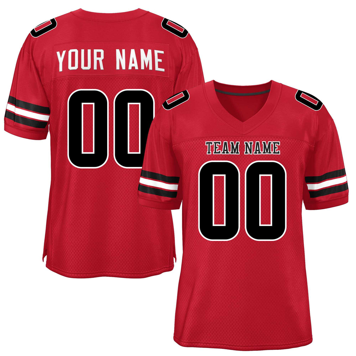 Custom Red Black-White Classic Style Mesh American Football Jersey | KXKSHOP