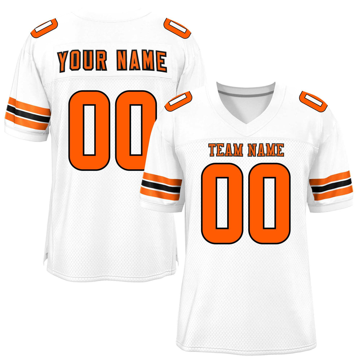 Custom White Orange-Black Classic Style Mesh American Football Jersey | KXKSHOP