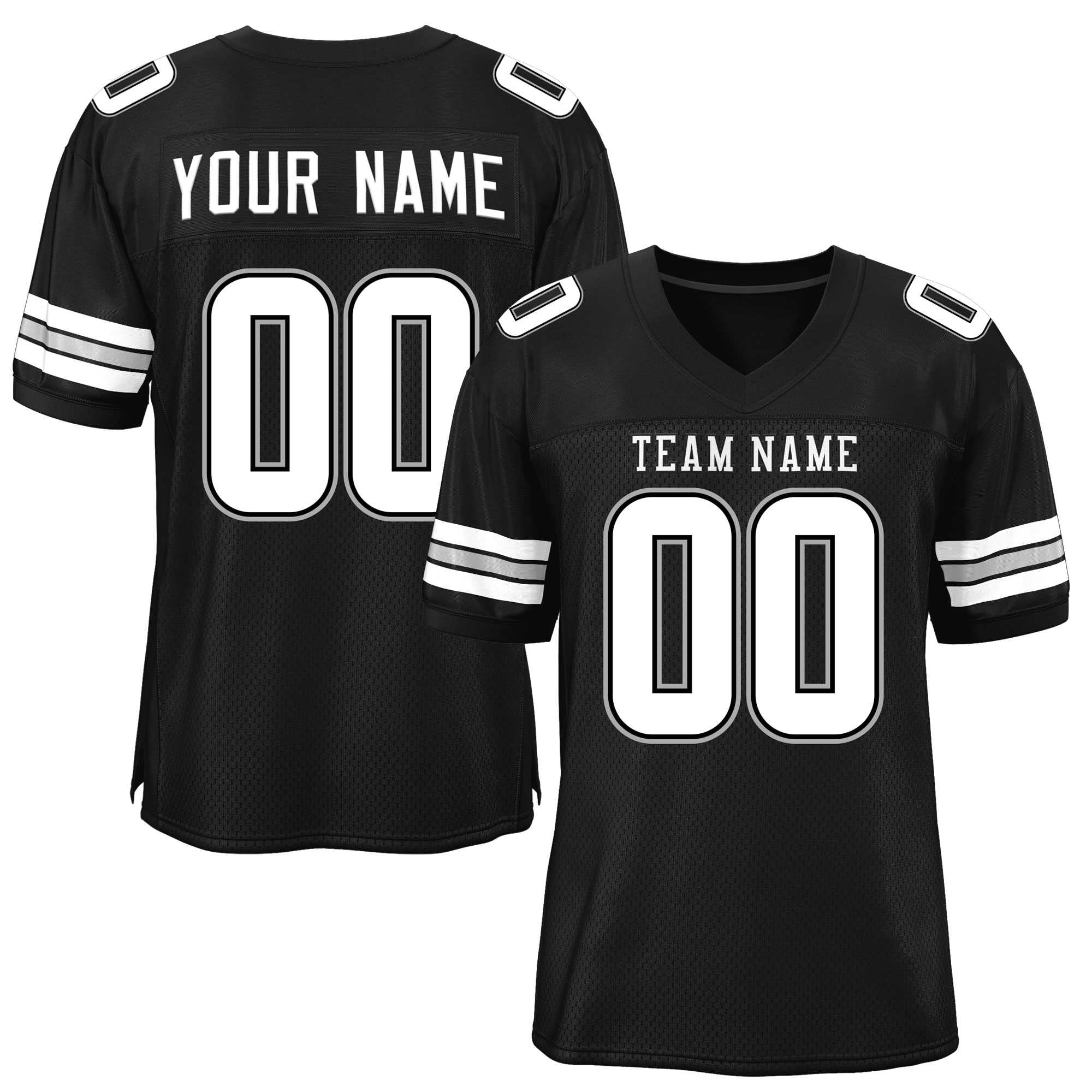 Custom Black White-Gray Classic Style Mesh American Football Jersey | KXKSHOP
