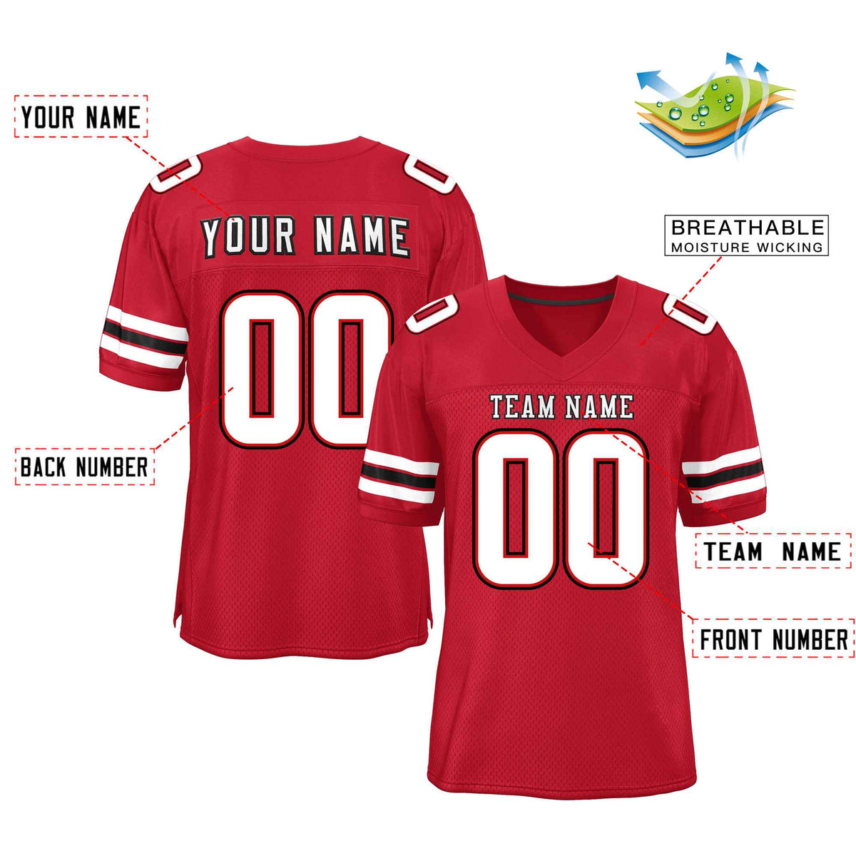 Custom Red Navy-White Classic Style Mesh American Football Jersey | KXKSHOP