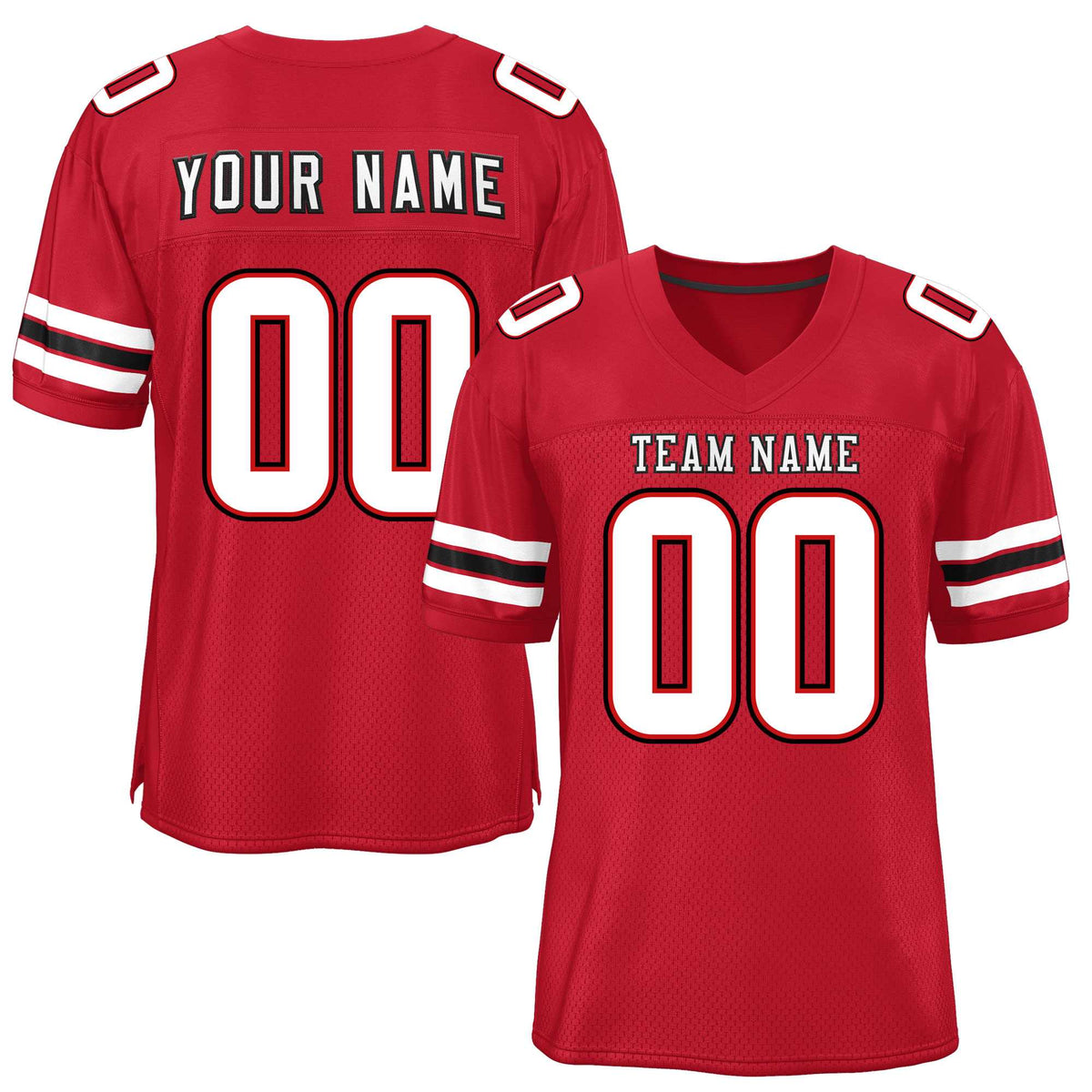 Custom Red White-Black Classic Style Mesh American Football Jersey | KXKSHOP