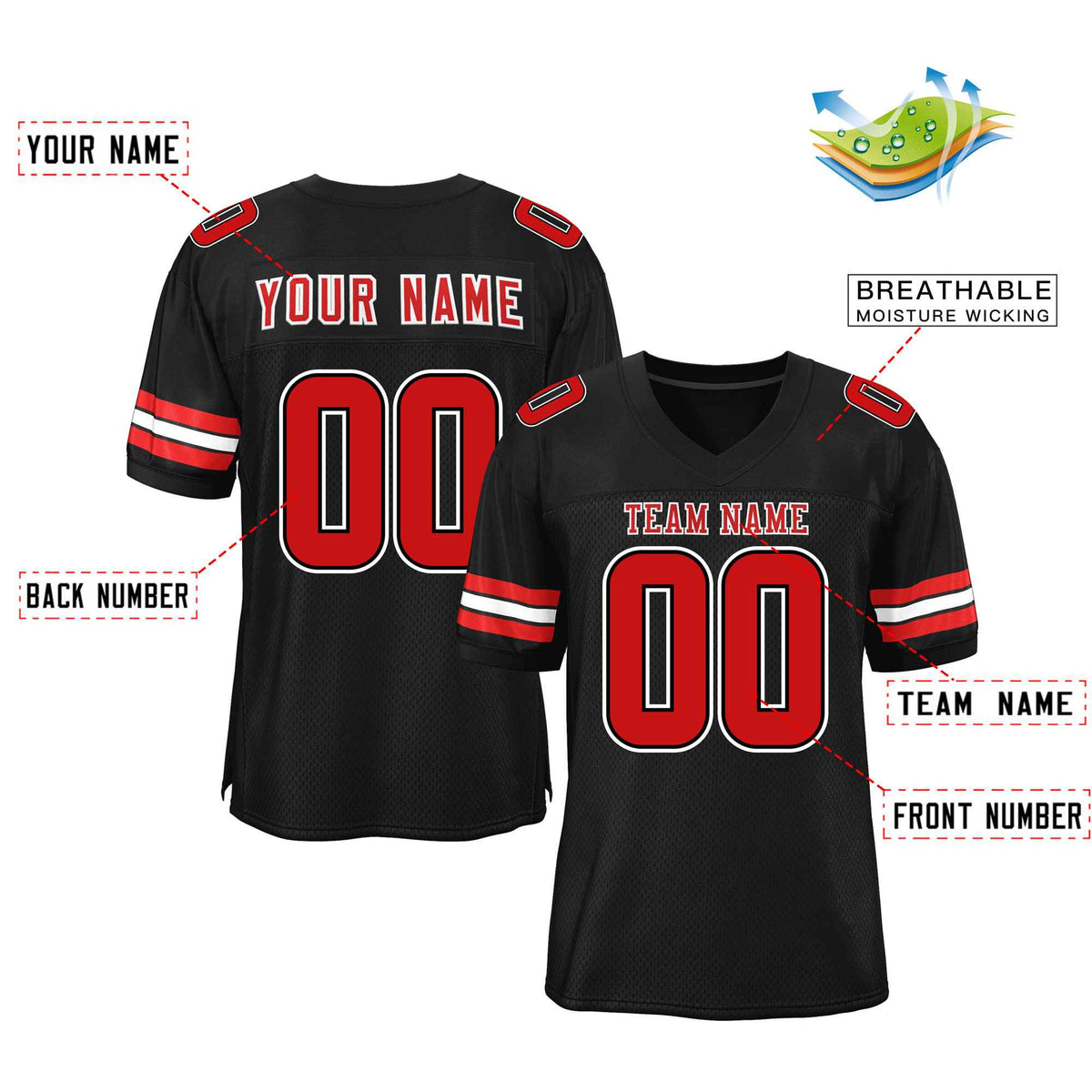 Custom Red Navy-White Classic Style Mesh American Football Jersey | KXKSHOP