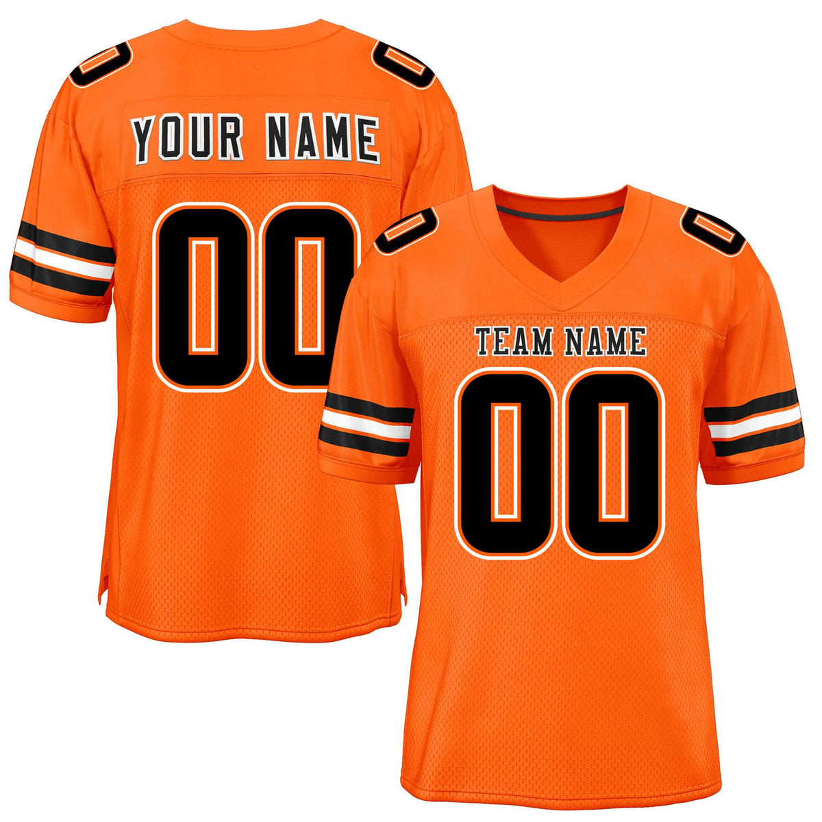 Custom Orange Black-White Classic Style Mesh American Football Jersey | KXKSHOP