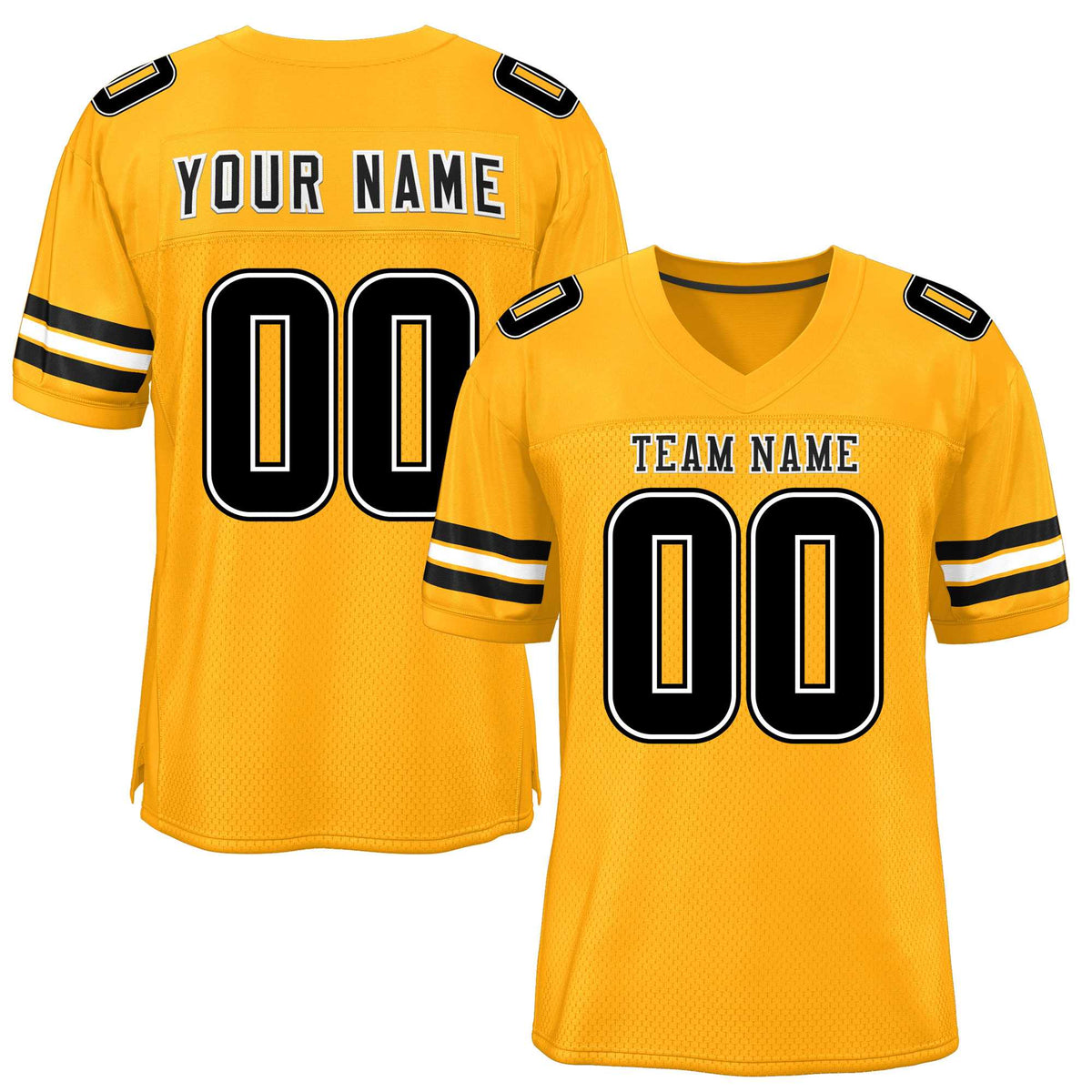 Custom Yellow Black-White Classic Style Mesh American Football Jersey | KXKSHOP