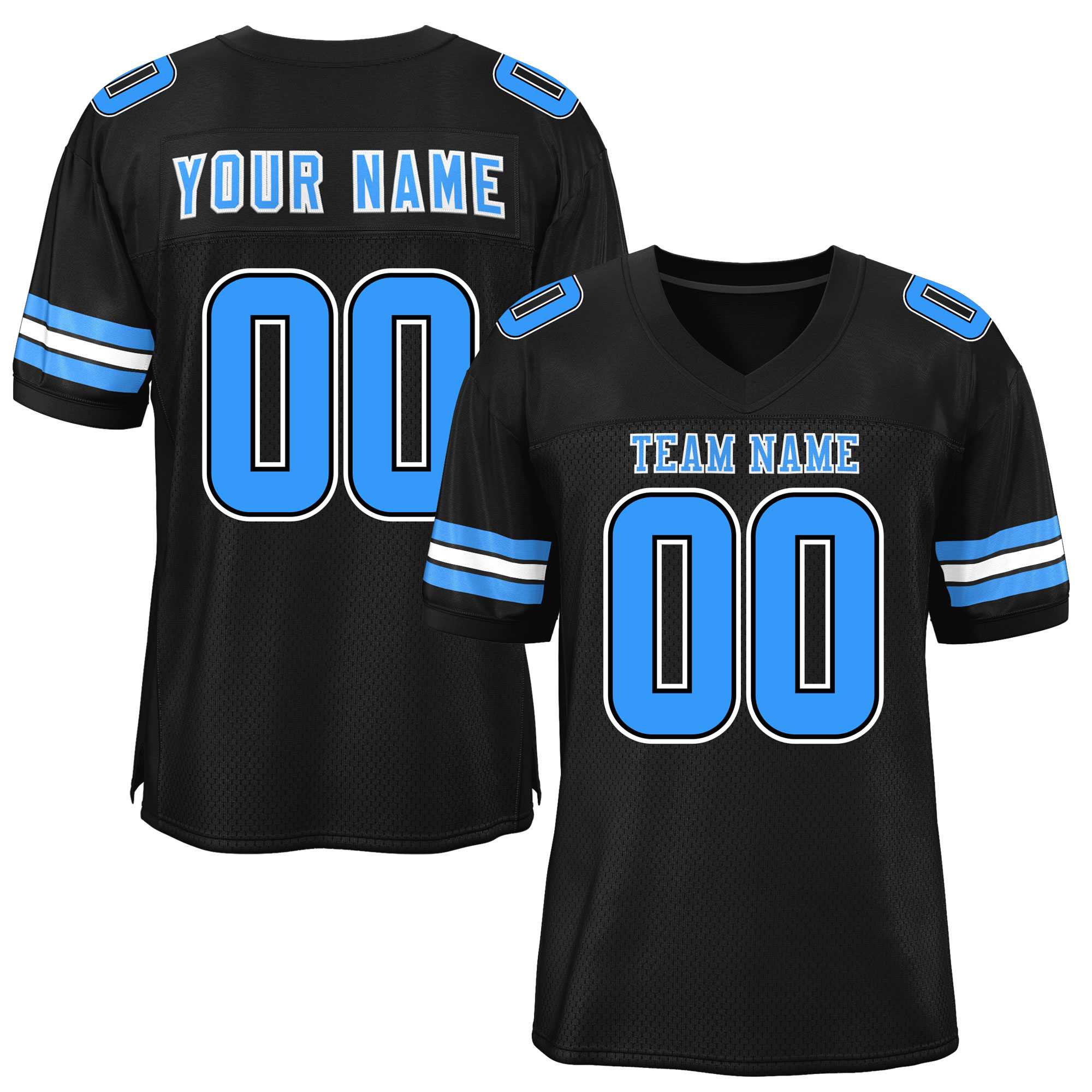 Custom Black Powder Blue-White Classic Style Mesh American Football Jersey | KXKSHOP