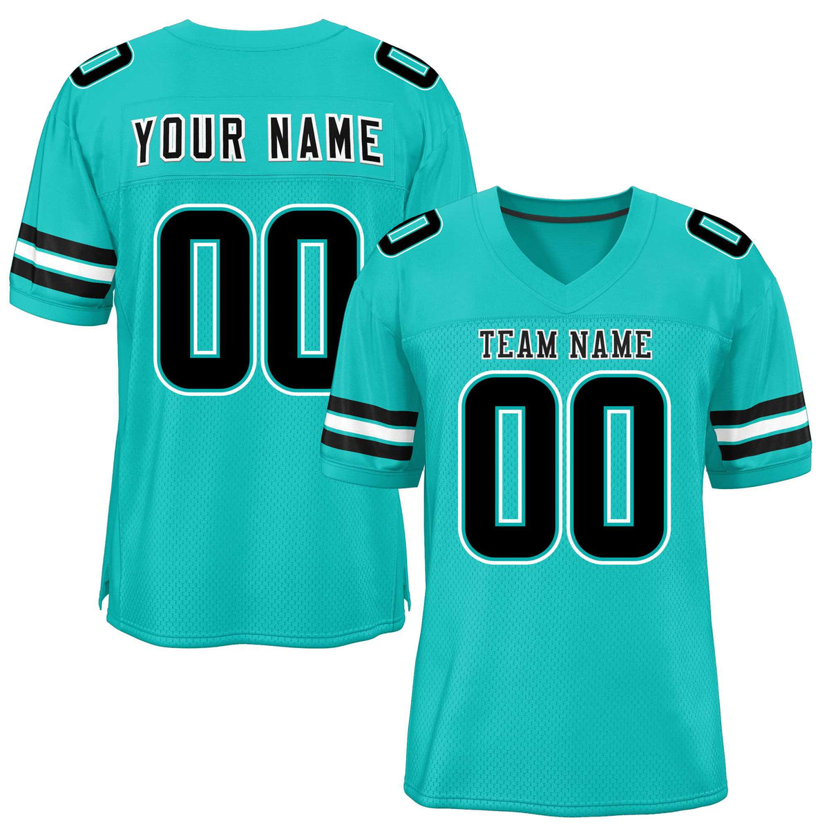 Custom Aqua Black-White Classic Style Mesh American Football Jersey | KXKSHOP