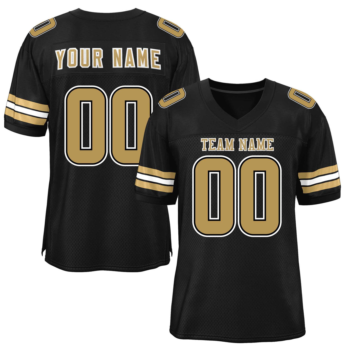 Custom Black Old Gold-White Classic Style Mesh American Football Jersey | KXKSHOP