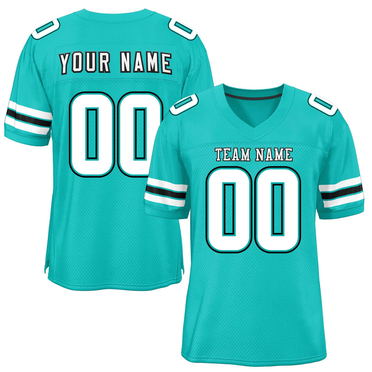 Custom Aqua White-Black Classic Style Mesh American Football Jersey | KXKSHOP