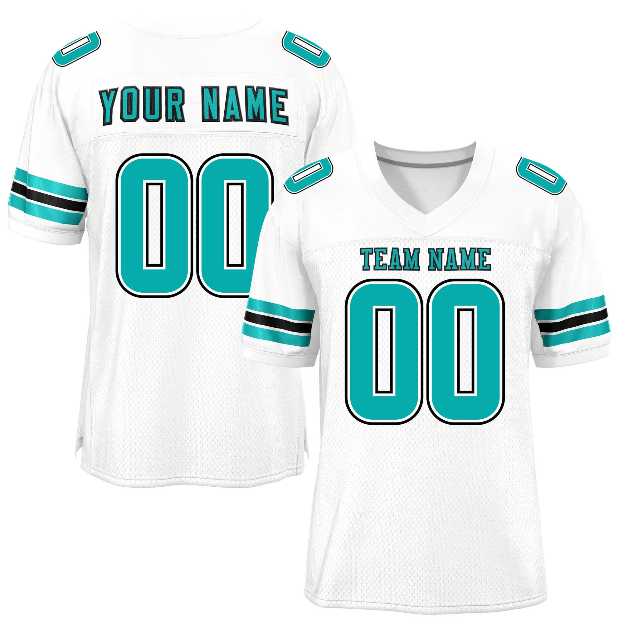 Custom White Aqua-Black Classic Style Mesh American Football Jersey | KXKSHOP