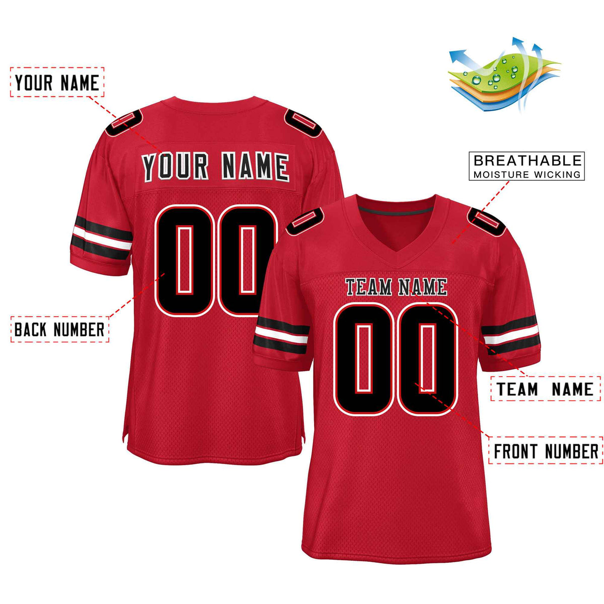 Custom Red Navy-White Classic Style Mesh American Football Jersey | KXKSHOP