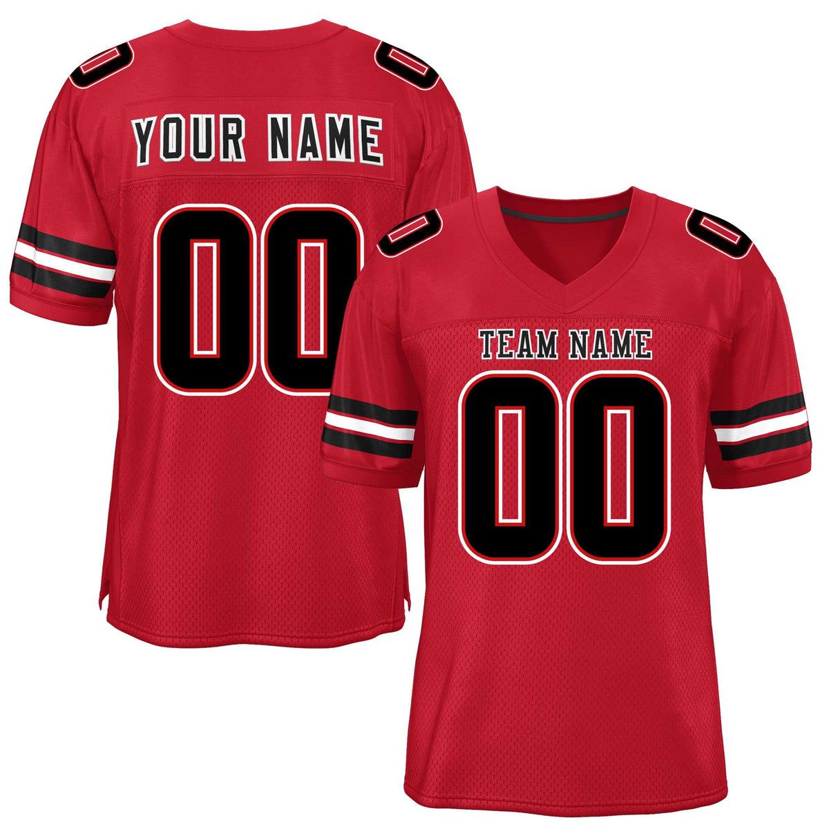 Custom Red Black-White Classic Style Mesh American Football Jersey | KXKSHOP