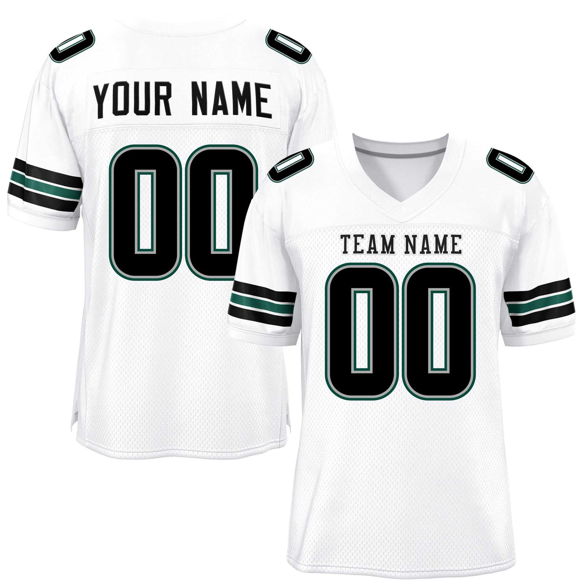 Custom White Black-Midnight Green Classic Style Mesh American Football Jersey | KXKSHOP