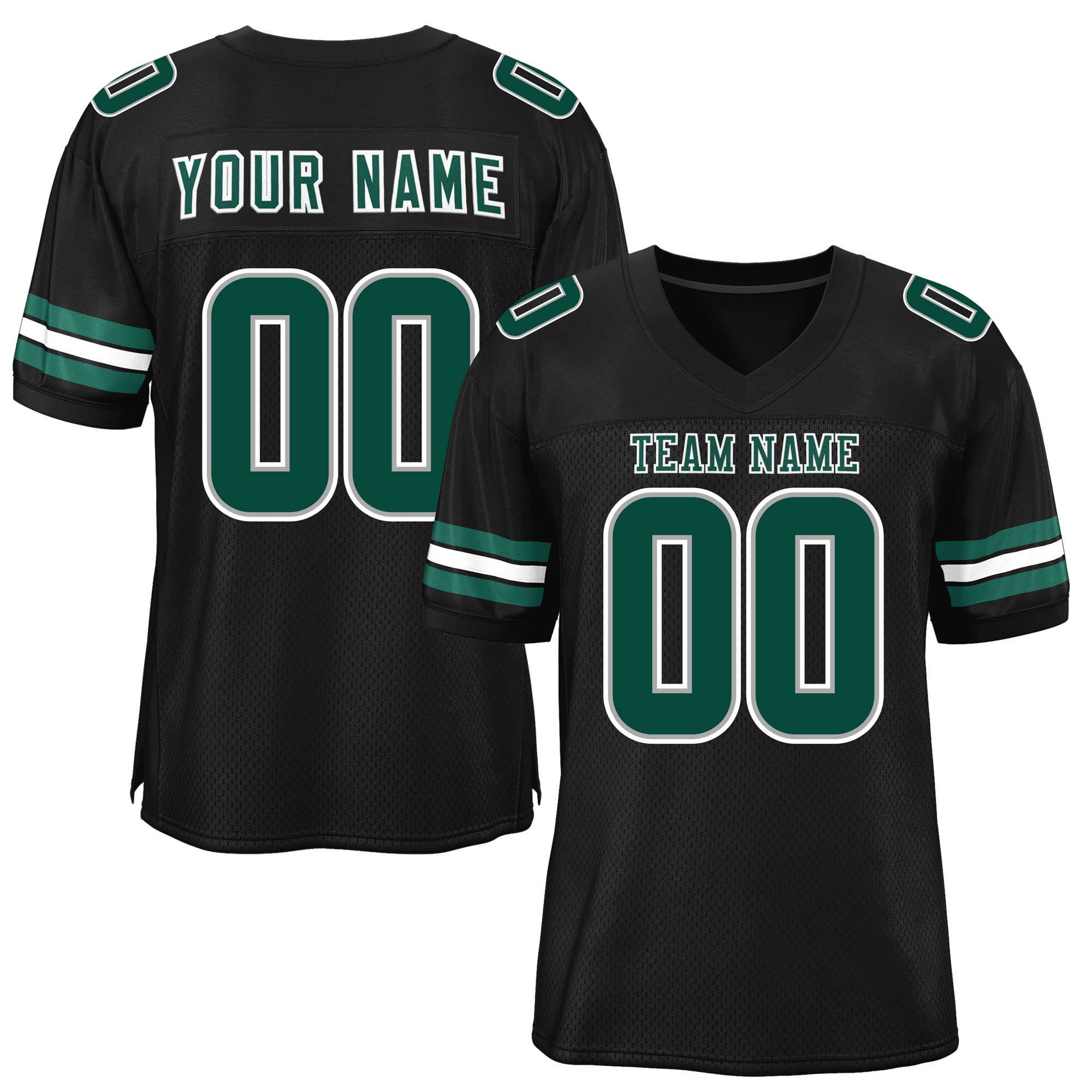 Custom Black Midnight Green-White Classic Style Mesh American Football Jersey | KXKSHOP