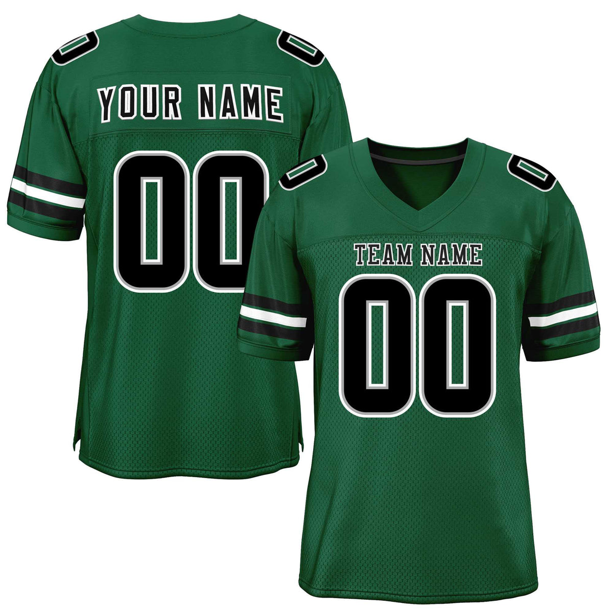 Custom Green Black-White Classic Style Mesh American Football Jersey | KXKSHOP
