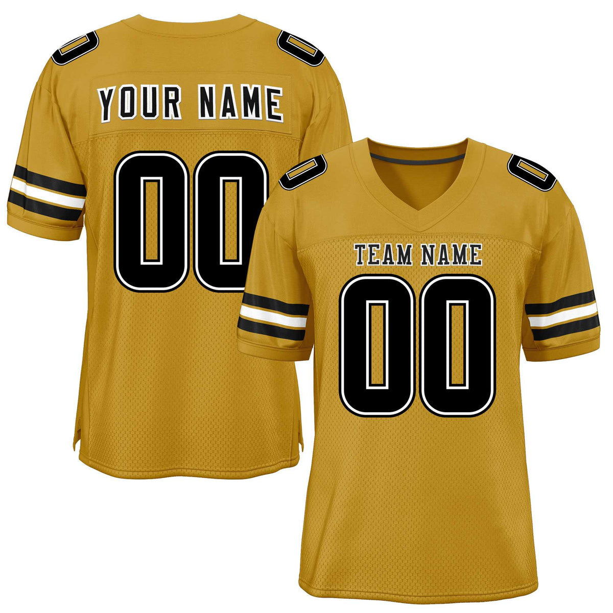 Custom Old Gold Black-White Classic Style Mesh American Football Jersey | KXKSHOP